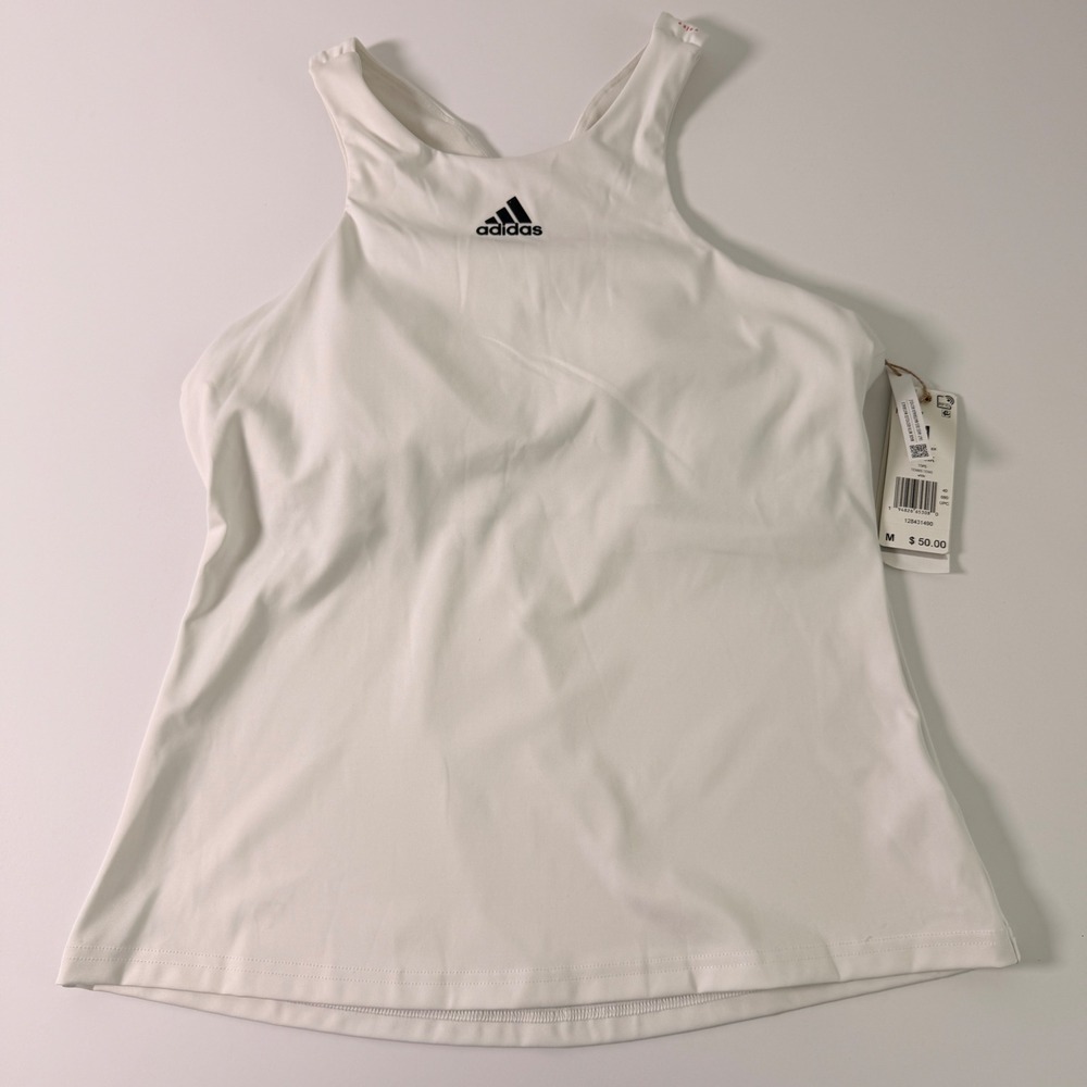 Adidas Tennis Y-Tank White HEAT.RDY Padded Sports Top Womens Medium